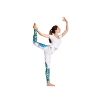 Women's Yoga High Waist Tummy Tight Pants Short Sleeve Fitness Clothes Suit - 8#
