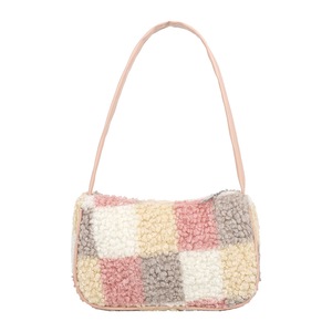 Women Shoulder Woolen Zipper Top-handle Bags Fashion Plaid Chain Underarm Totes Popular Simple Female Daily Bag