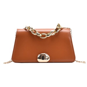 Women Solid Color PU Shoulder Handbag Clasp Retro Chain Messenger Chain Bag Tote Fashion Exquisite Shopping Bag