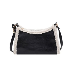 Women Splicing Fleece PU Shoulder Crossbody Bag Portable Money Purse Autumn Tote Fashion Exquisite Shopping Bag