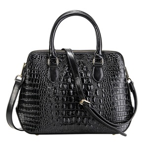 Women Split Leather Handbag Fashionable Crocodile Pattern Leather Shoulder Bag Classical Tote Crossbody Bag