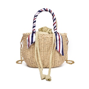 Women Straw Rattan Beach Bag Crossbody Messenger Handbag Tote Outdoor Travel BEIGE COLOR