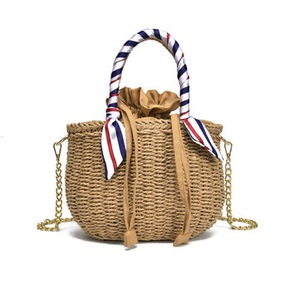 Women Straw Rattan Beach Bag Crossbody Messenger Handbag Tote Outdoor Travel LIGHTBROWN COLOR