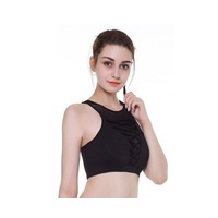 Womens Molded Cup Active Color Contrast Lace Up Sports Bra Yoga Bra