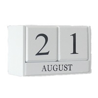 Wooden Calendar Creative Home Decoration Ornaments Living Room Desktop(White)