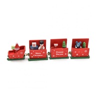 Wooden Little Train Shape Craft Decoration for Christmas 4 joints red