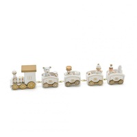 Wooden Little Train Shape Craft Decoration for Christmas 5 joints white