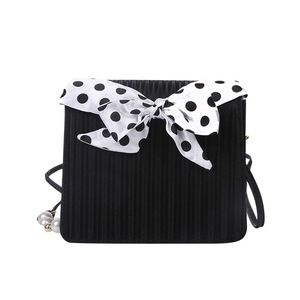 Youth Ladies Simple Versatile Bag Fashion Women Pearl Crossbody Bag Polka Dots Bow PU Travel Daily Shoulder Pouch