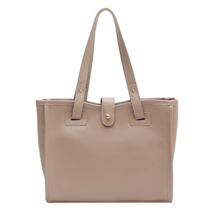 Youth Ladies Simple Versatile Bag Women Big Capacity Shoulder Bag Solid Color Top-handle Tote Portable PU Satchels