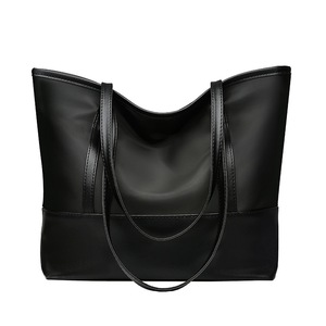 Youth Ladies Simple Versatile Bag Women Splicing Shoulder Bag Portable Satchel Simple Pu Leather Oxford Shopping Tote