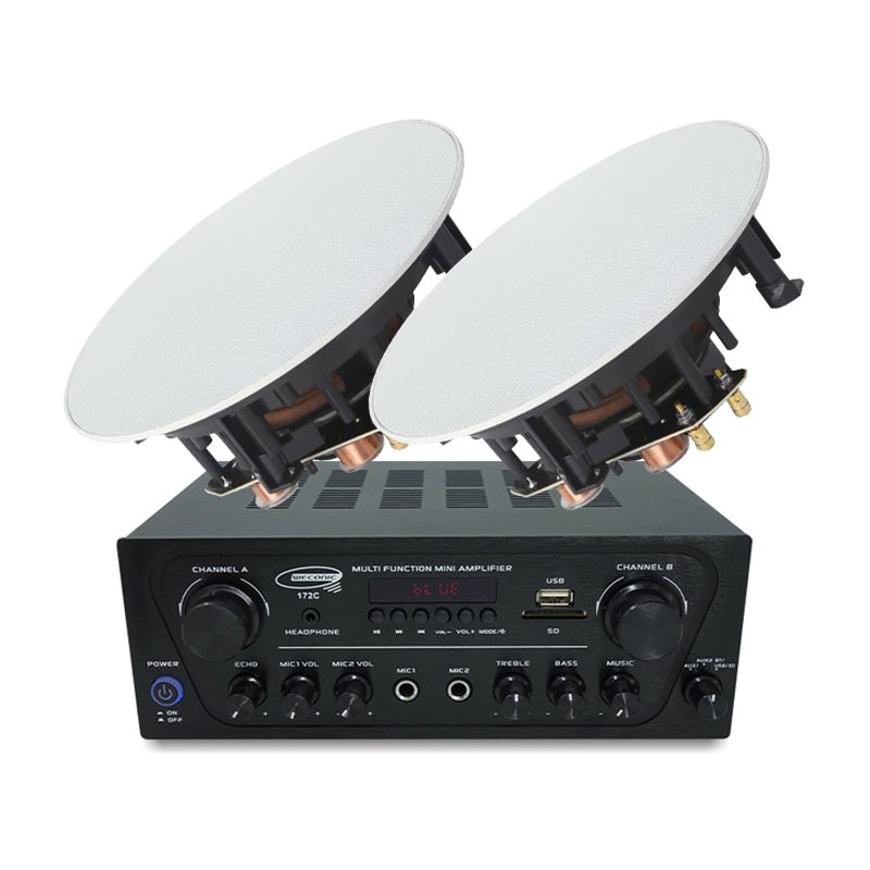 Buy 4 Channel 160W Bluetooth Amplifier + 8" 203mm Indoor Ceiling Speakers Pair EQ Stereo AMP