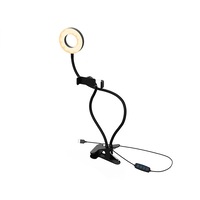 2 IN 1 Selfie Ring Light Live Streaming Clip-On Flexible Arm 4-6.5" Phones NR9102