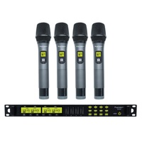 Precision Audio 4 Channel UHF Wireless Microphone System Rack Mount LCD Display TMUS04