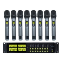 Precision Audio 8 Channel UHF Wireless Microphone System Rack Mount LCD Display TMUS08