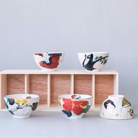 And Ai Minoyaki Hanakairo Rice Bowls Set of 5