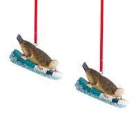 Australiana Surfing Platypus Christmas Hanging Decoration 8cm (Set of 2)