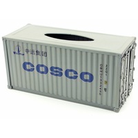 Cosco Vintage Diecast Metal Cargo Container Tissue Box
