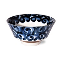 Minoru Pottery Japanese Porcelain Graph Vortex Large Bowl