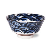 Minoru Pottery Japanese Porcelain Graph Wave Large Bowl