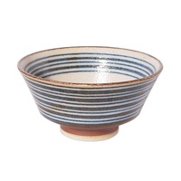 Minoru Pottery Nanpu Wave Japanese Porcelain Ramen Bowl