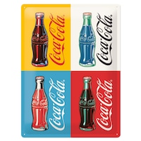 Nostalgic Art Coke 4 Bottles Pop Art A3 Embossed Metal Sign