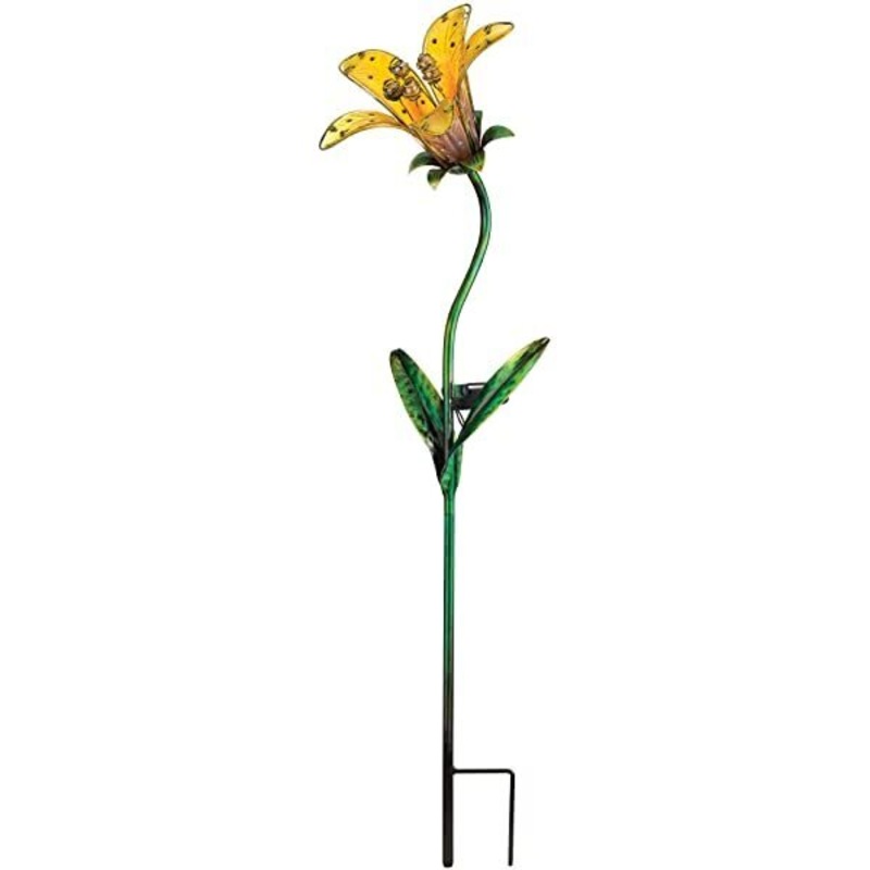 Buy Regal Garden Decor Solar Tiger Lily Stake Yellow 84cm - MyDeal