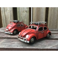 Vintage Diecast Beetle with Spare Wheels on Roof Rack