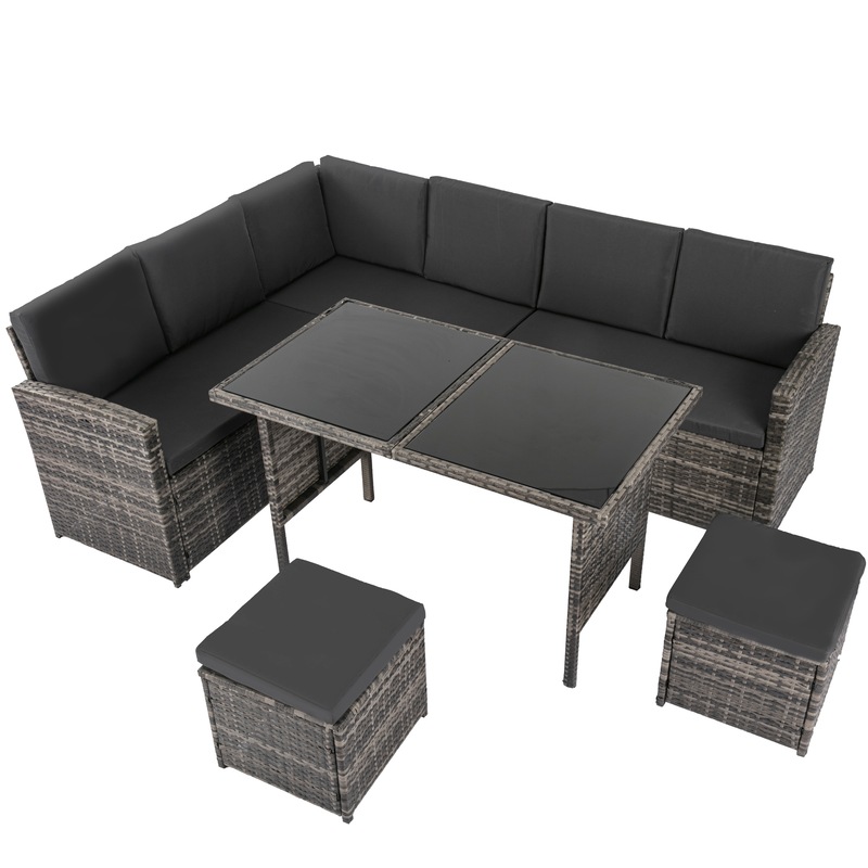 Buy Ella 8Seater Modular Outdoor Garden Lounge and Dining Set with Table and Stools in Dark