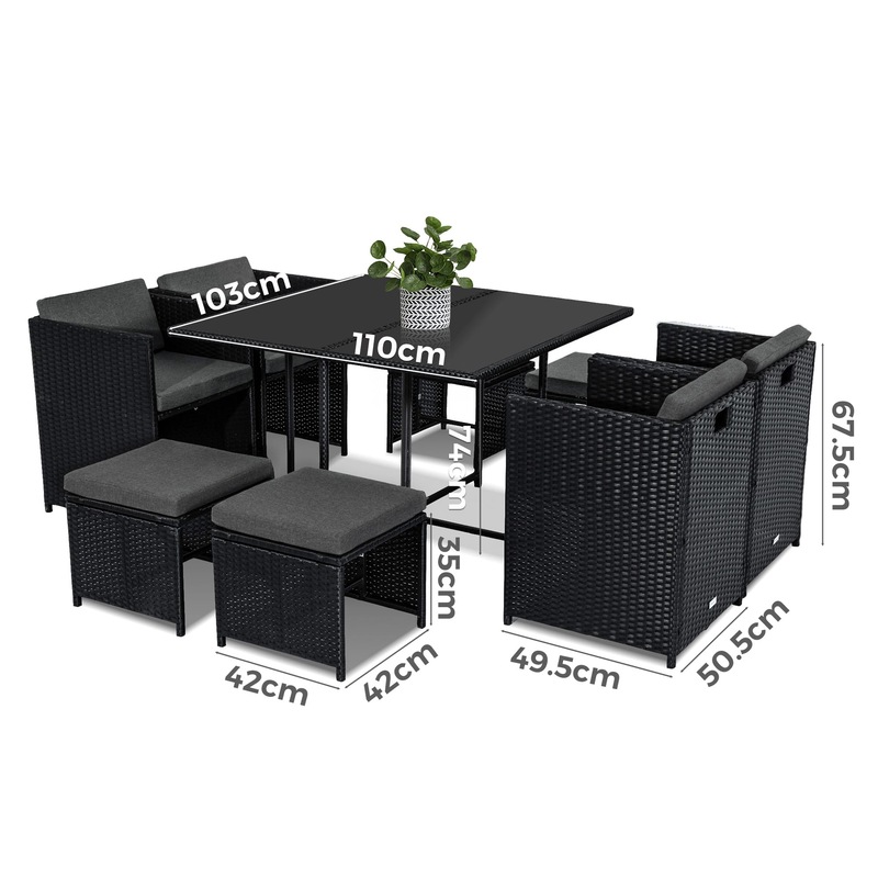 Horrocks 8 Seater Outdoor Dining Set Black Mydeal Horrocks 8 Seater Outdoor Dining Set, 8 Seater Outdoor Dining Table Square