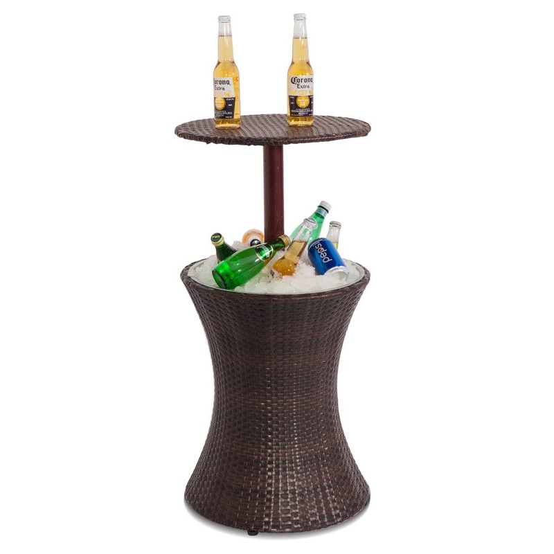Buy PE Wicker Ice Bucket With Height Adjustable Table MyDeal