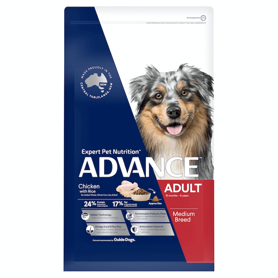 Advance 15kg Chicken Adult Dog Medium Breed Dry Dog Food