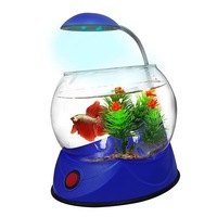 Betta Blue 1.8L Glass Fish Bowl with Light for Siamese Fighting Fish (Aquatopia)