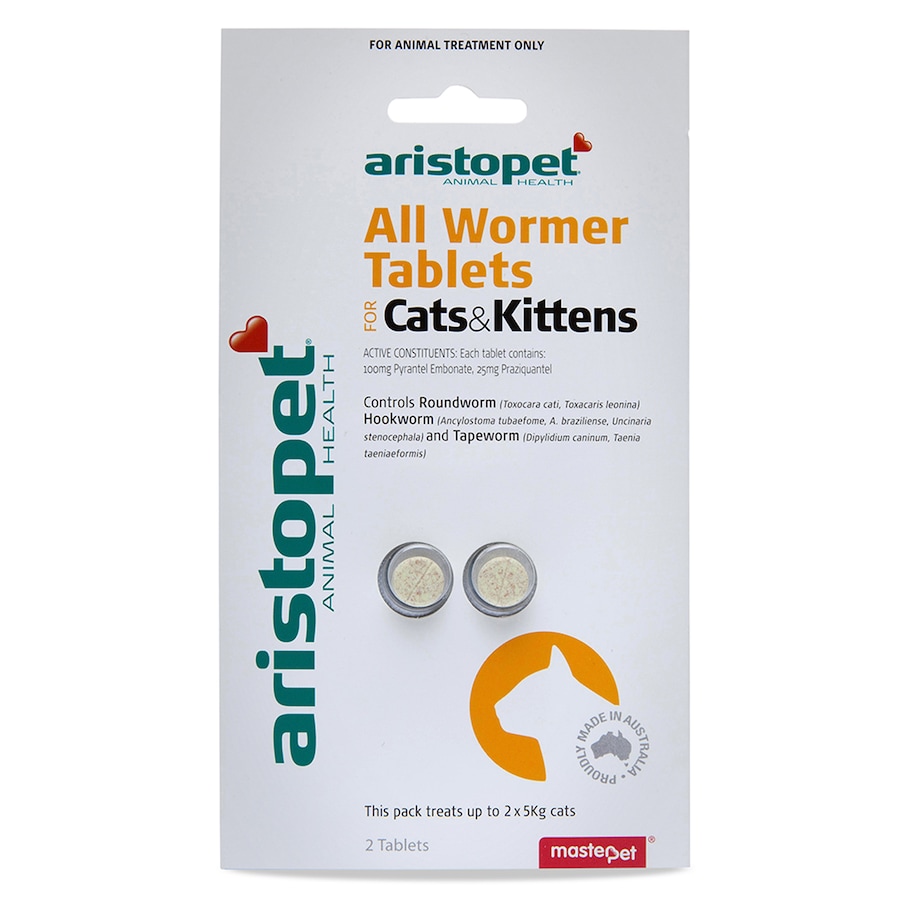 All Wormer Tablets for Cats & Kittens 5kg - 2 Tabs (Aristopet)
