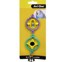 Avi One Bird Toy Twin Rings with Turning Beads Star Mirror Bell