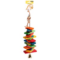 Wooden Planks with Bell Toy for Parrots, Budgies 10x38cm by Avi One