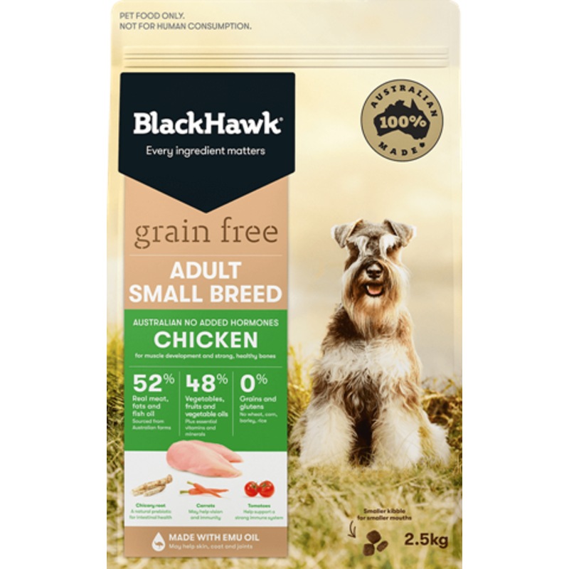 Buy Black Hawk 2.5kg Small Breed Adult Chicken Grain Free Dry Food MyDeal
