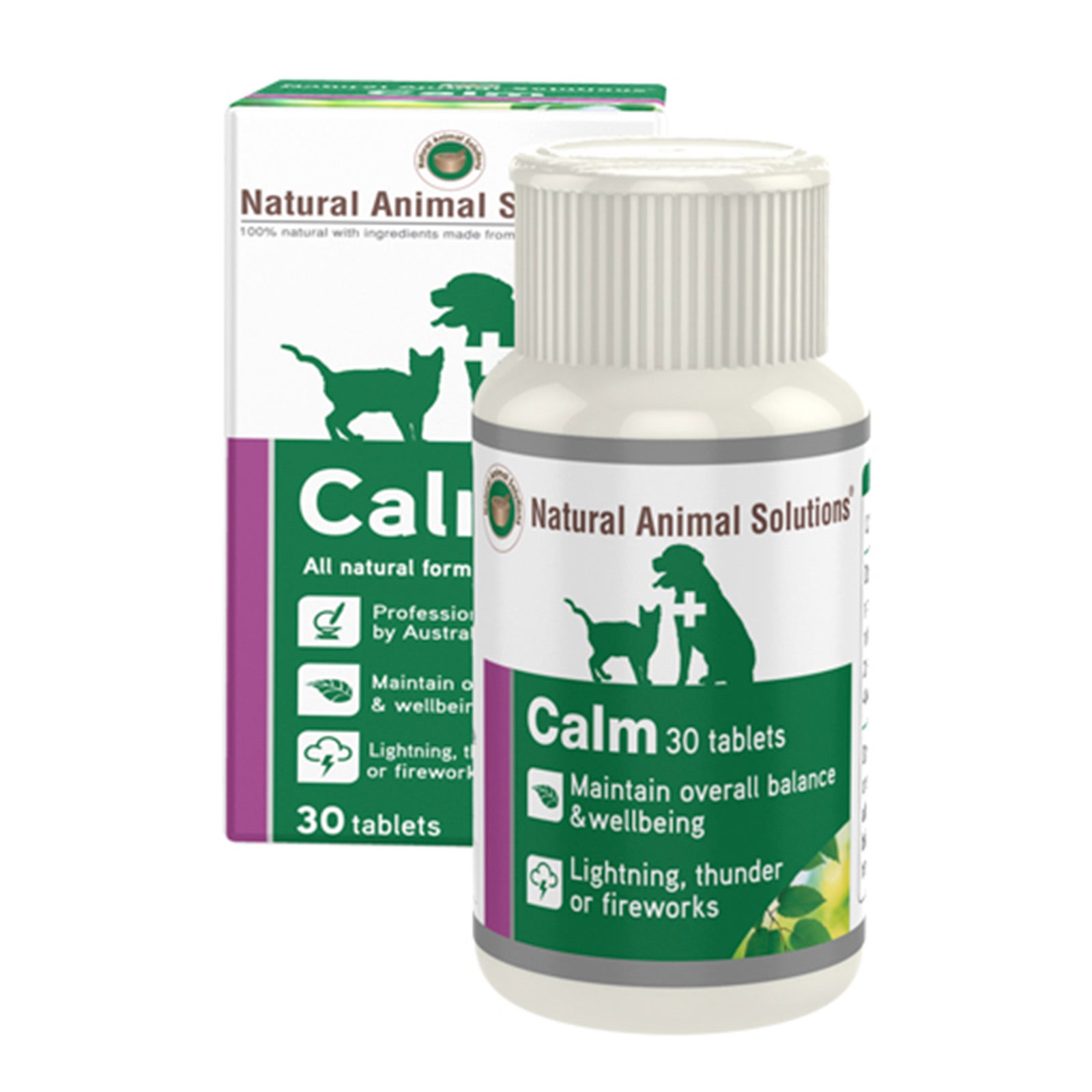 NAS Calm for Dogs & Cats 30 Tablets - Natural Animal Solutions Anxiety Tabs Pets