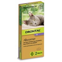 Drontal All Wormer Tablets for Cats Up To 4kgs - 2 Tablets (Bayer)