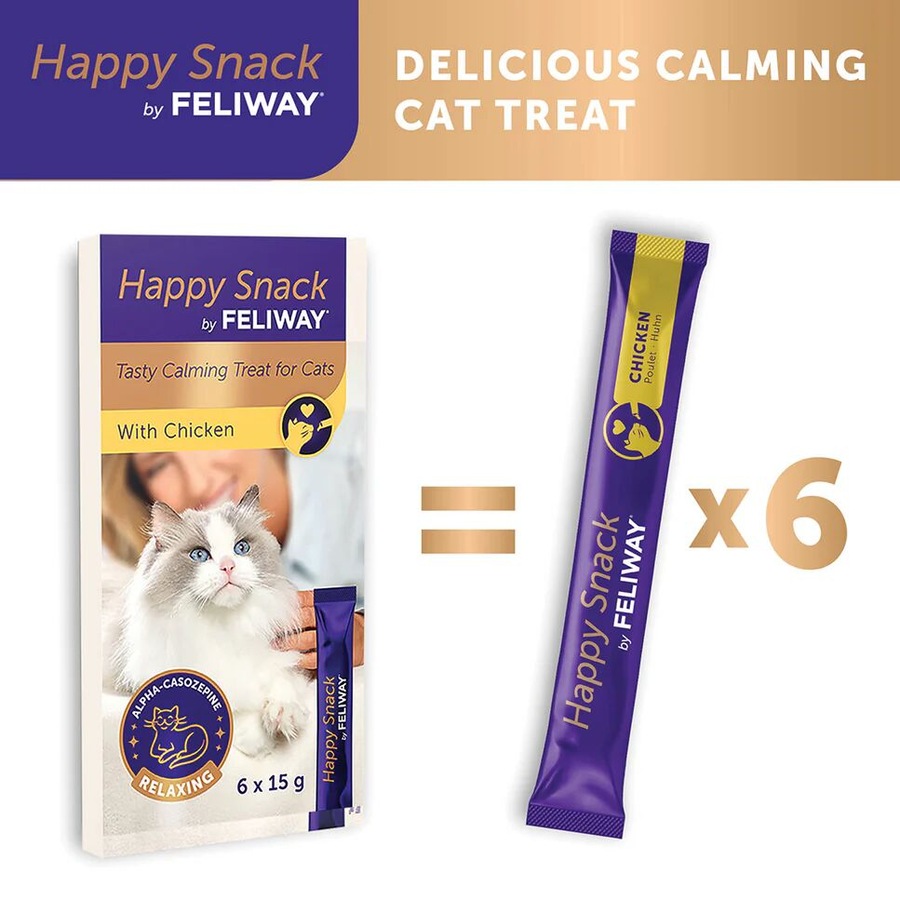 Feliway 15g x 6 Happy Snack Cat Calming Treats for Felines