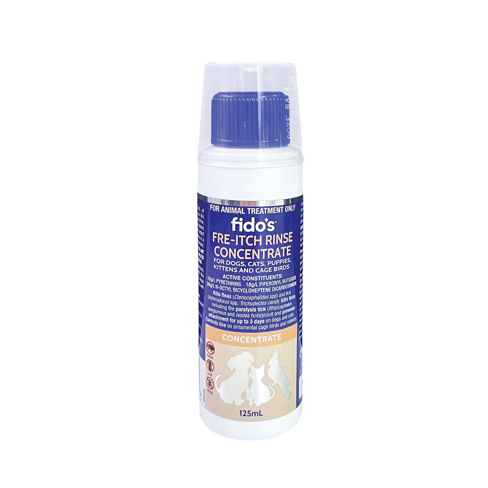 Fido's Fre-Itch Rinse Concentrate 125ml for Dogs, Cats, Puppies, Kittens & Birds