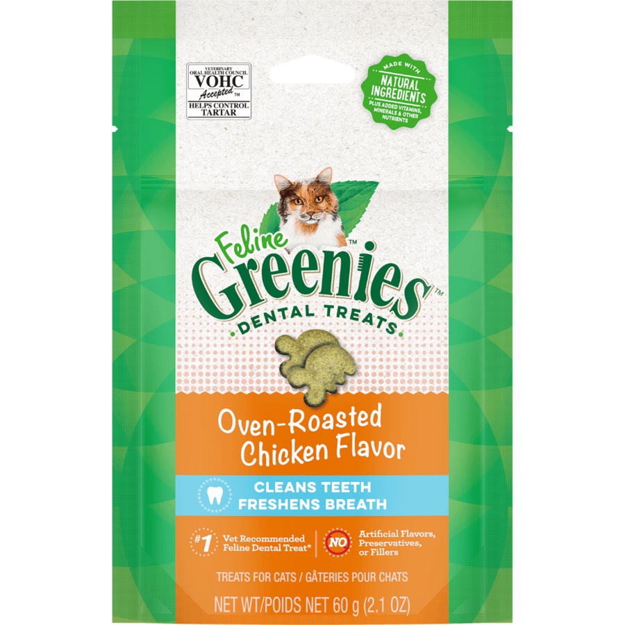 Greenies 60g Feline Oven Roasted Chicken Flavour Dental Treats for Cats