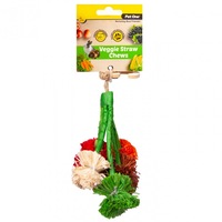 Hanging Broccoli Rope and Straw Veggie Chew 14cm Small Animal Dental Chew by Pet One