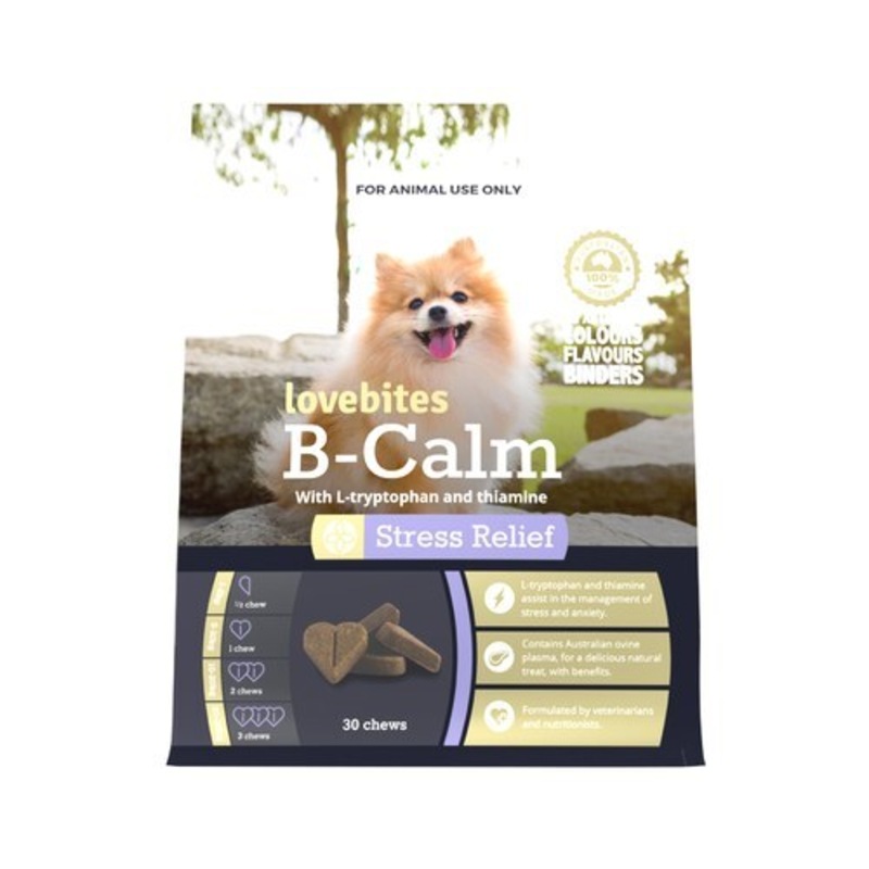 Buy Lovebites 30 Chews B-Calm with L-Tryptophan & Thiamine Stress ... - Anxiety Relief Dog Food Uk Online