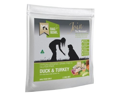Meals for Mutts 2.5kg Adult Dog Grain Free Duck & Turkey Gluten Free Dry Food