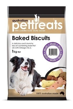 Multi Flavour Biscuit Bones Dog Treats (1kg) Australian Pet Treats