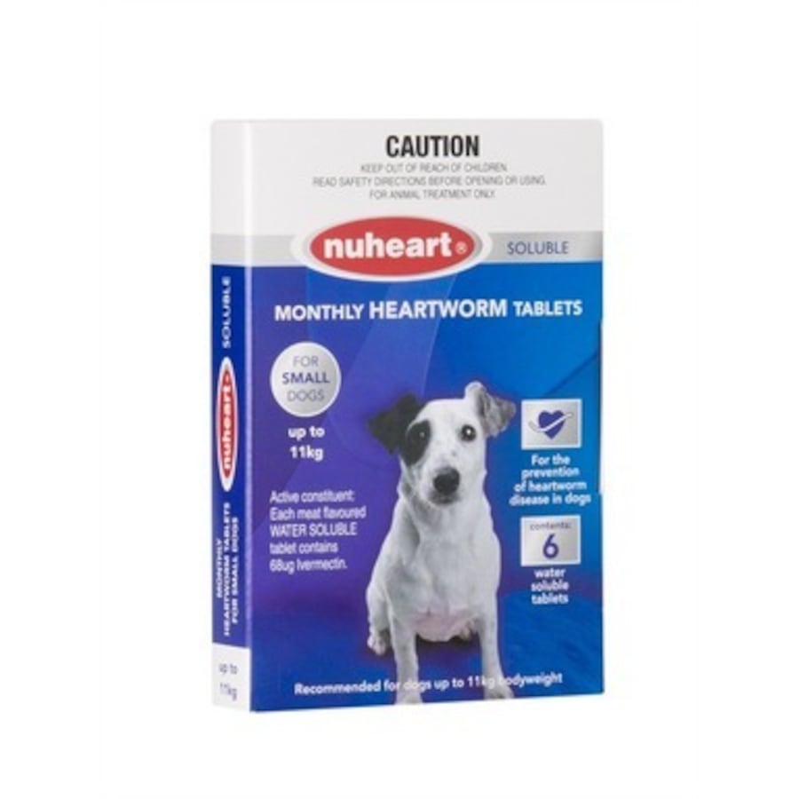 Nuheart Heartworm Tablets for Small Dogs up to 11kg - Blue (6 Pack) Generic Tabs