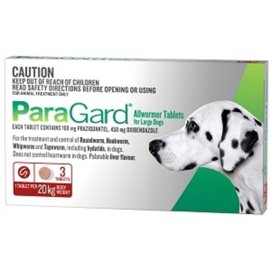 ParaGard Allwormer for Dogs 20kg Bodyweight - 3 Tablets - Pet Intestinal Worm Tabs