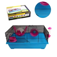 Critter Penthouse Mouse Wire Cage - 50L X 36.5W X 24cm H - Blue/Pink (Pet One)