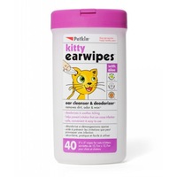 Kitty Earwipes Ear Cleanser & Deodorizer for Cats & Kittens - Petkin - 40 Wipes
