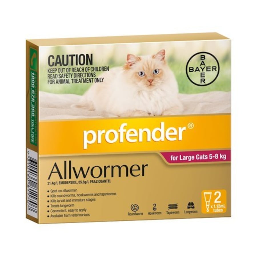 Profender for Cats 5-8 kg - 2 pack - Red - Spot On Worming Control (Bayer)